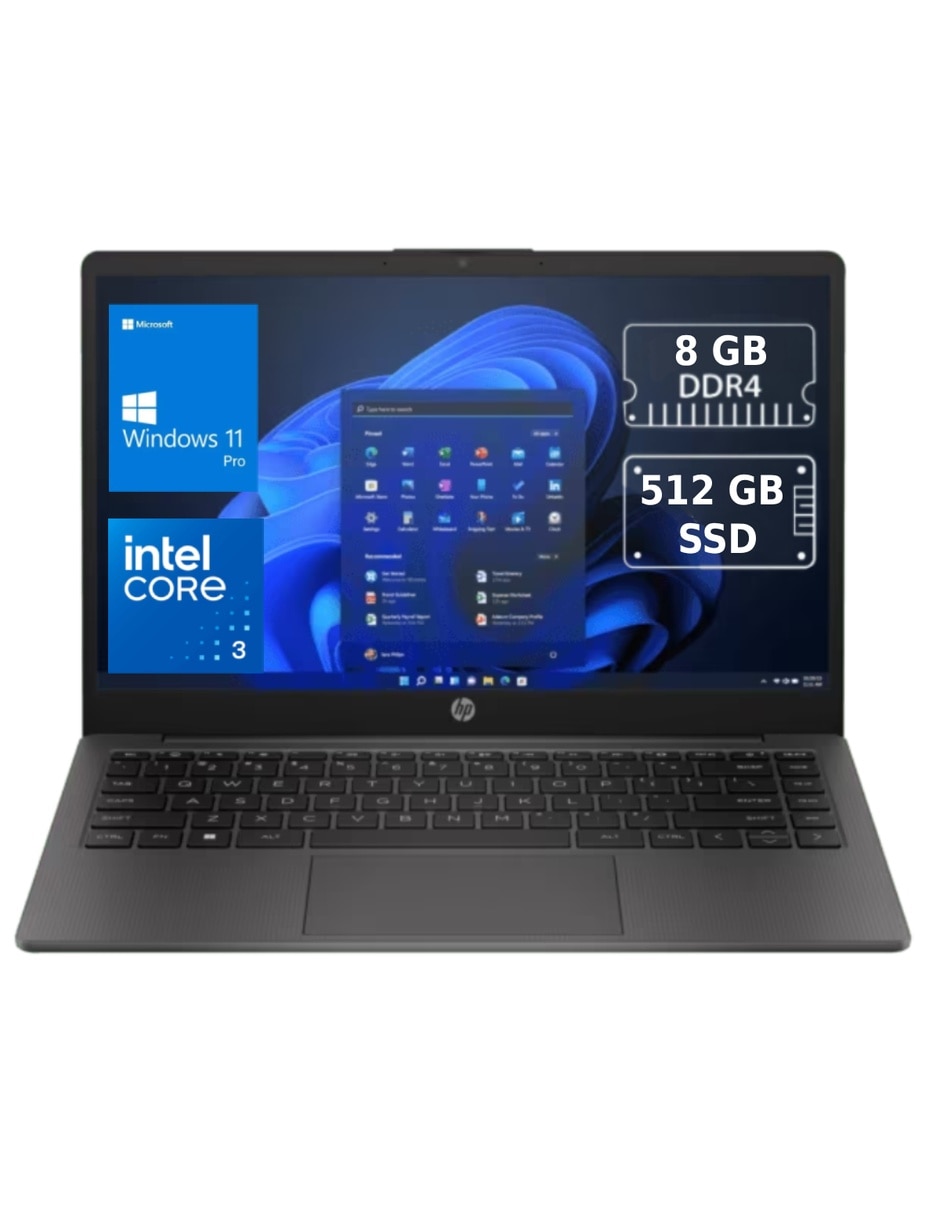 HP Laptop HP HP 240R G10 PRO 14 pulgadas HD Intel core 3 Intel UHD Graphics 8 GB RAM 512 GB SSD