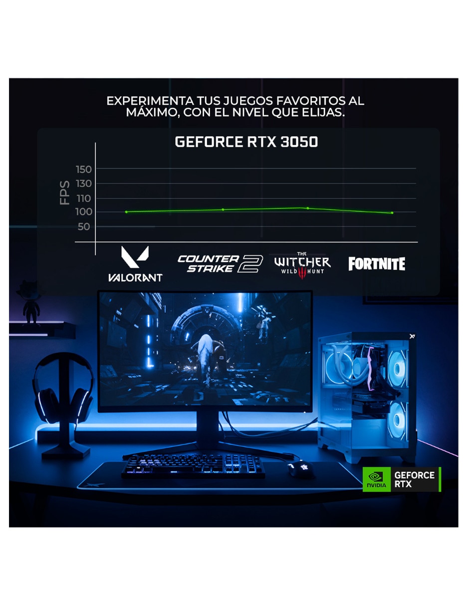 Computadoira gamer XTPCR516GB3050MDW 23.8 pulgadas Full HD AMD Ryzen 5 NVIDIA GeForce RTX 3050 16 GB RAM 1 TB SSD 8