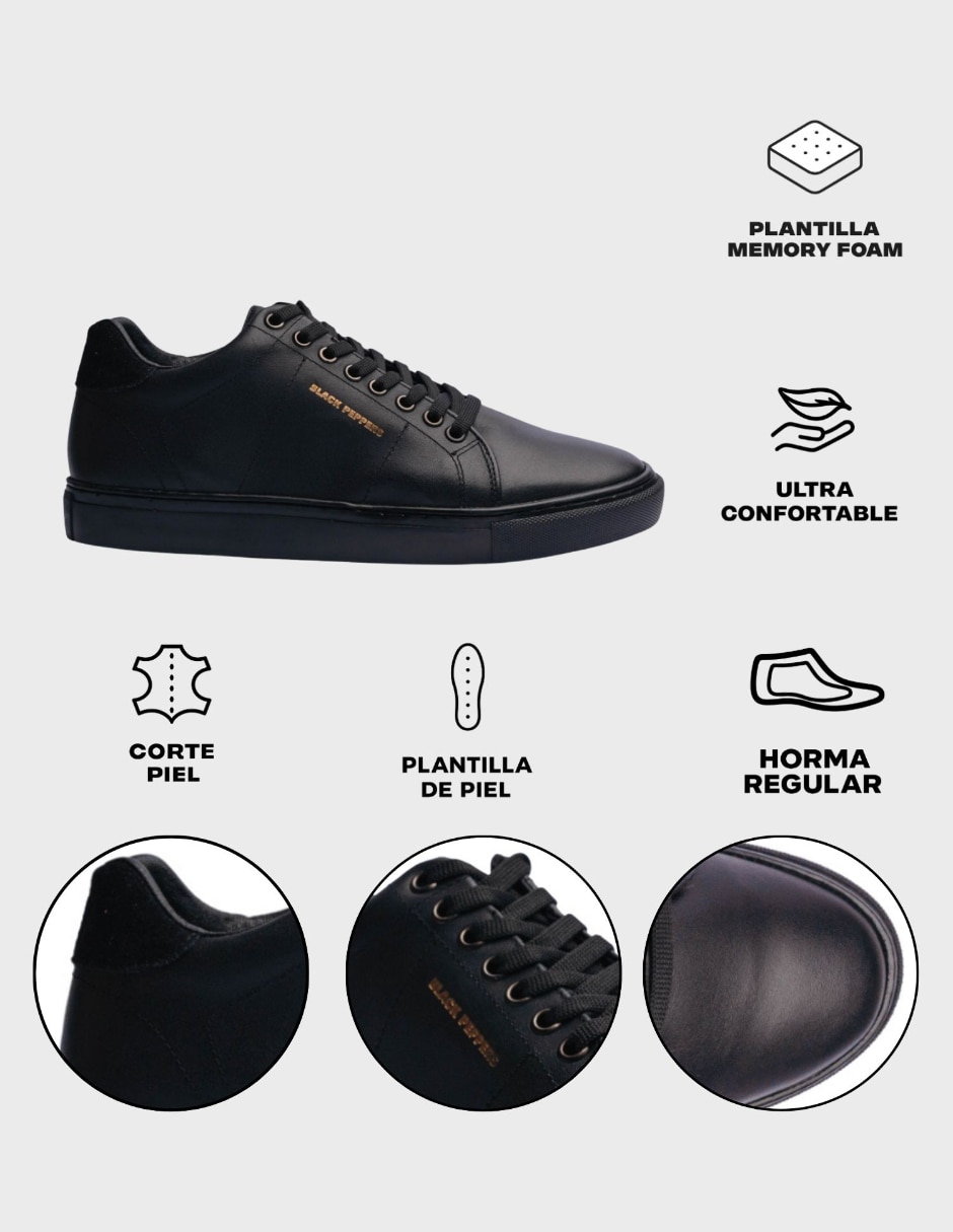 Tenis de piel Black Peppers para hombre
