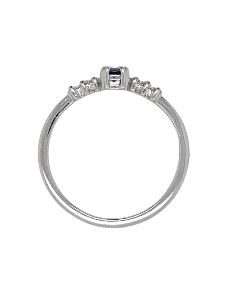 Anillo con gema IDC M2026 14 k de oro blanco zafiro y diamante brillante