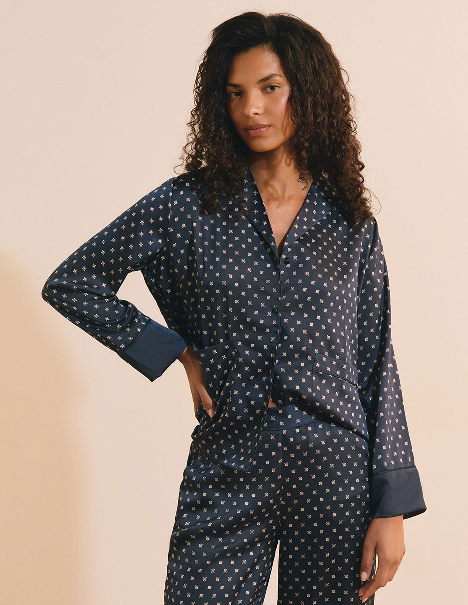Playera pijama estampado microprint para mujer Playera pijama estampado microprint para mujer