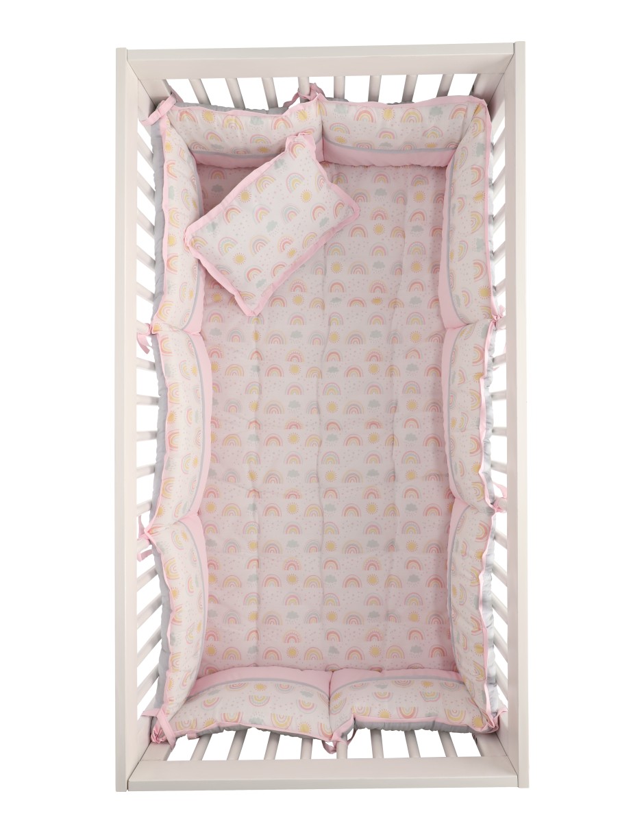 Juego de cuna Babuu Baby Arcoiris y sol para niña 4 piezas