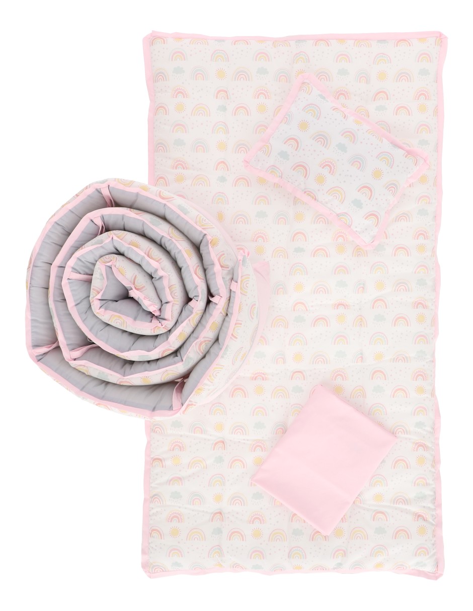 Juego de cuna Babuu Baby Arcoiris y sol para niña 4 piezas