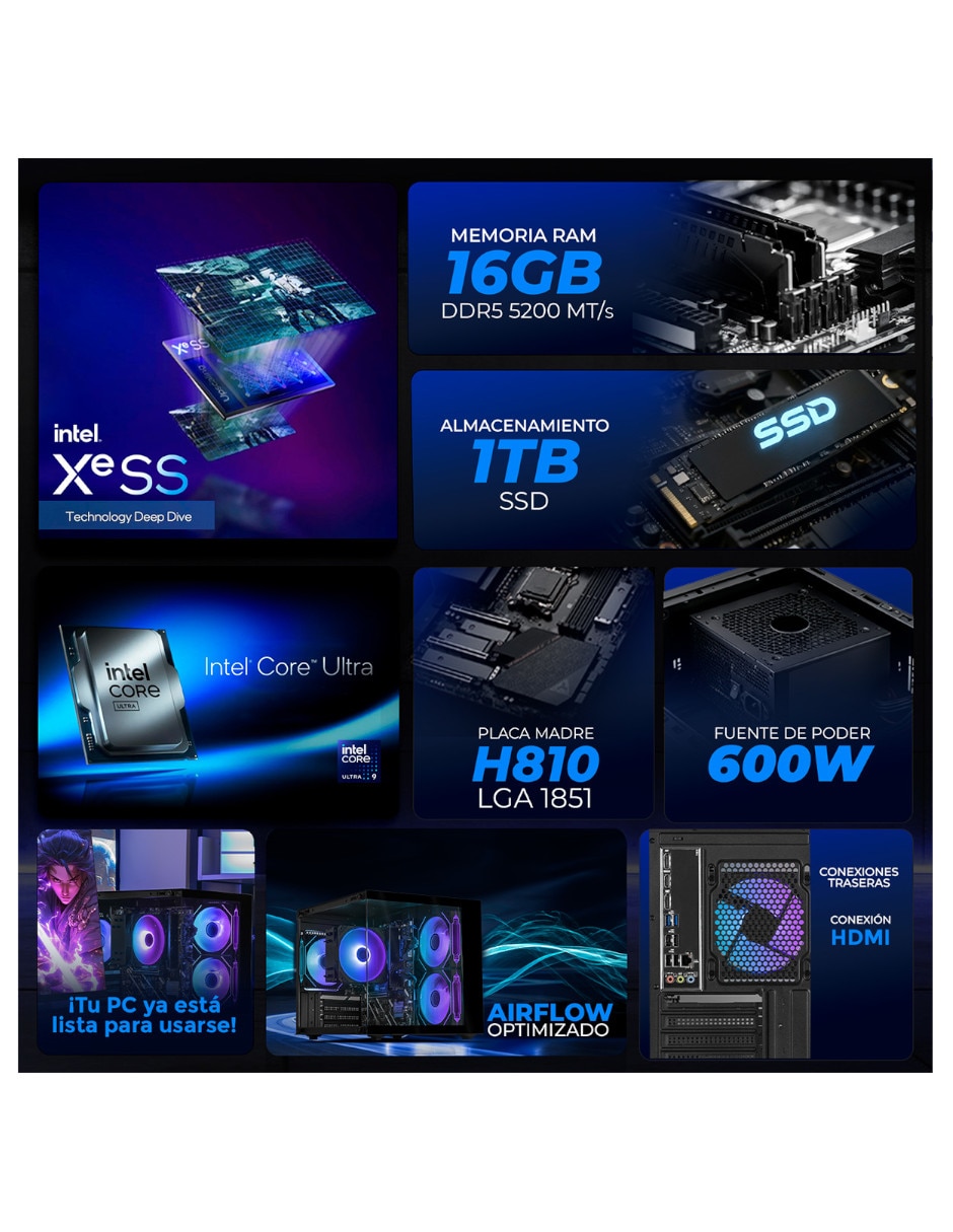 Computadora gamer Xtreme Pc Gaming XTBRU916GB5XEMTGB 27 pulgadas Full HD Intel core ultra 9 Integradas 16 GB RAM 1 TB SSD