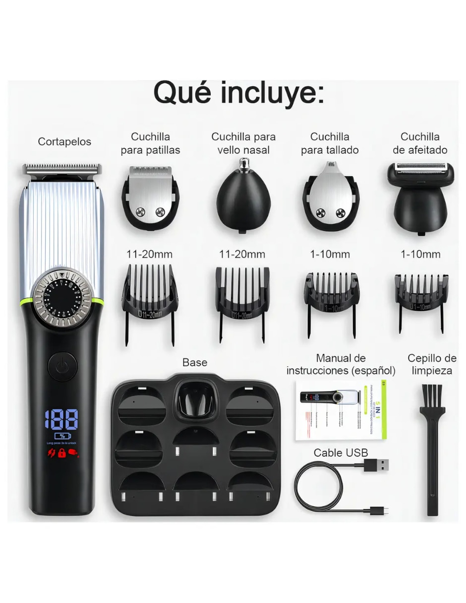 Recortadora para cabello barba y cuerpo GENÉRICA Kit recortadora