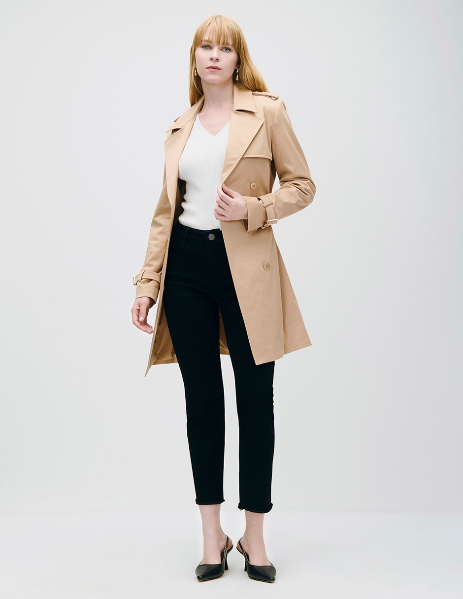 Gabardina resistente al agua con bolsillos para mujer 3