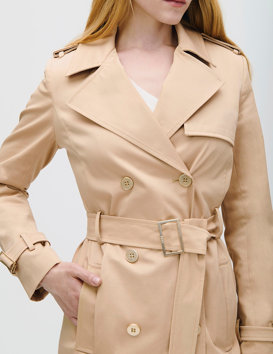 Gabardina resistente al agua con bolsillos para mujer 4