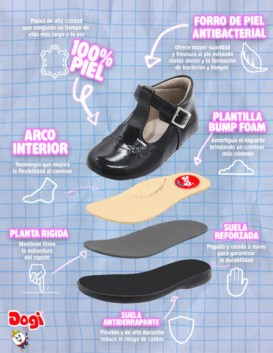 Zapato DOGI Primeros Pasos de Charol infantil niña