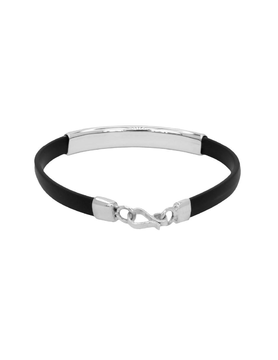 Pulsera Teresa Díaz Joyería Mexicana de caucho con plata P 925 para Papá acabado brillante