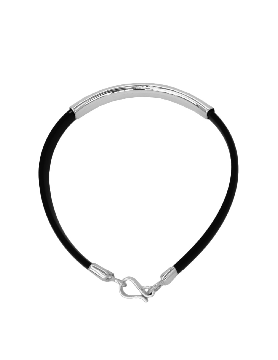 Pulsera Teresa Díaz Joyería Mexicana de caucho con plata P 925 para Papá acabado brillante