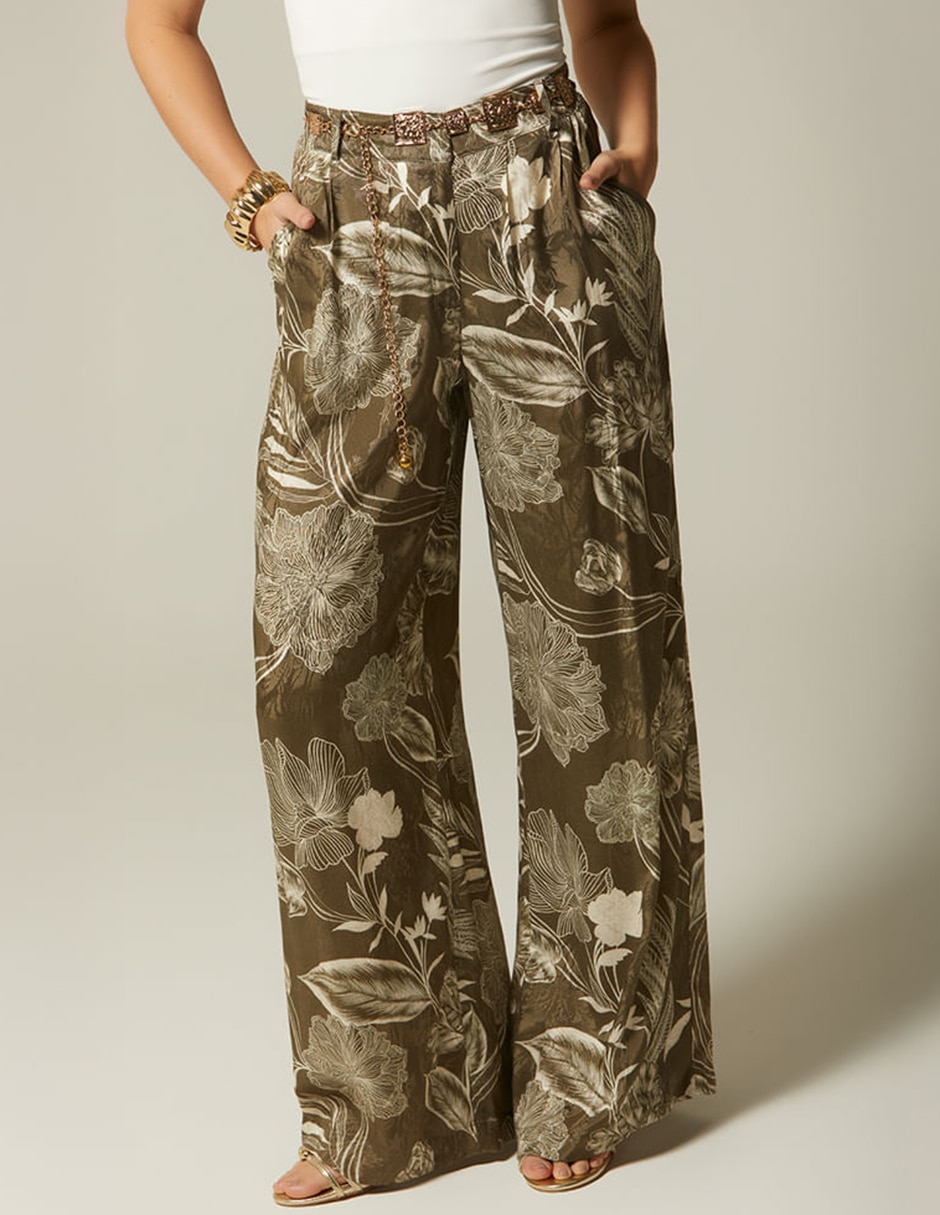 Pantalón Plisado STUDIO F Gaia Terra Palazzo para mujer