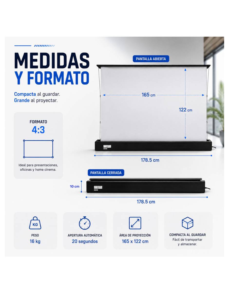 Pantalla proyector eléctrica MKZ-PANTAPULL72E 2