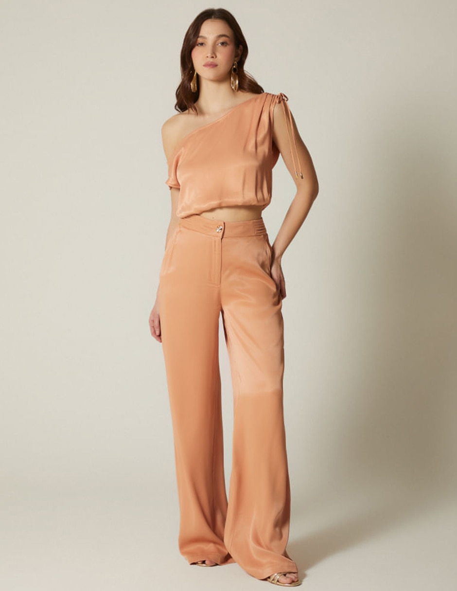 Pantalón de vestir STUDIO F Lujo Floral Palazzo para mujer
