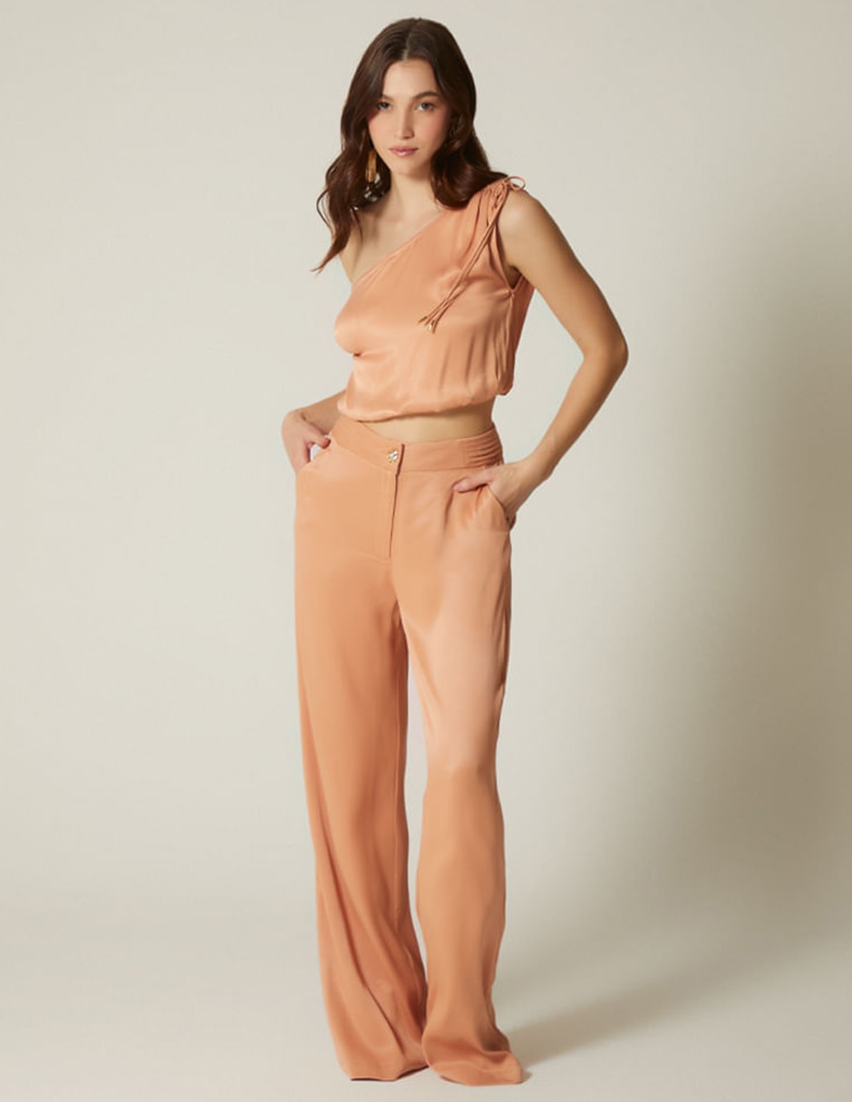 Pantalón de vestir STUDIO F Lujo Floral Palazzo para mujer