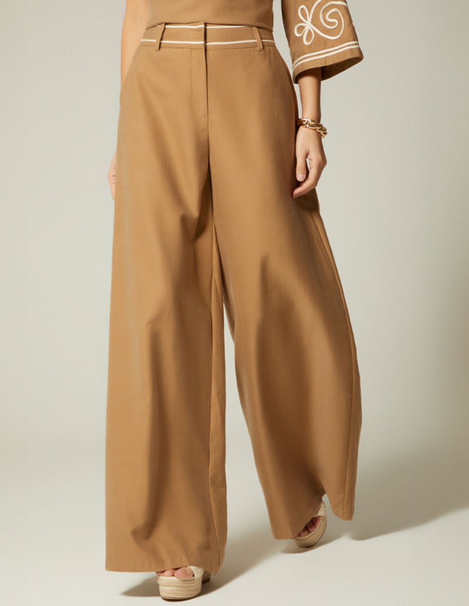 Pantalón Relaxed STUDIO F Elegancia Artesanal Palazzo para mujer