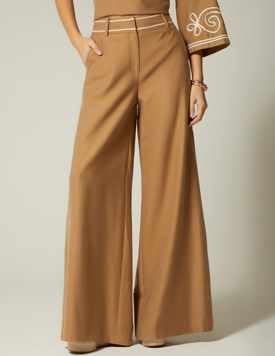 Pantalón Relaxed Elegancia Artesanal Palazzo para mujer