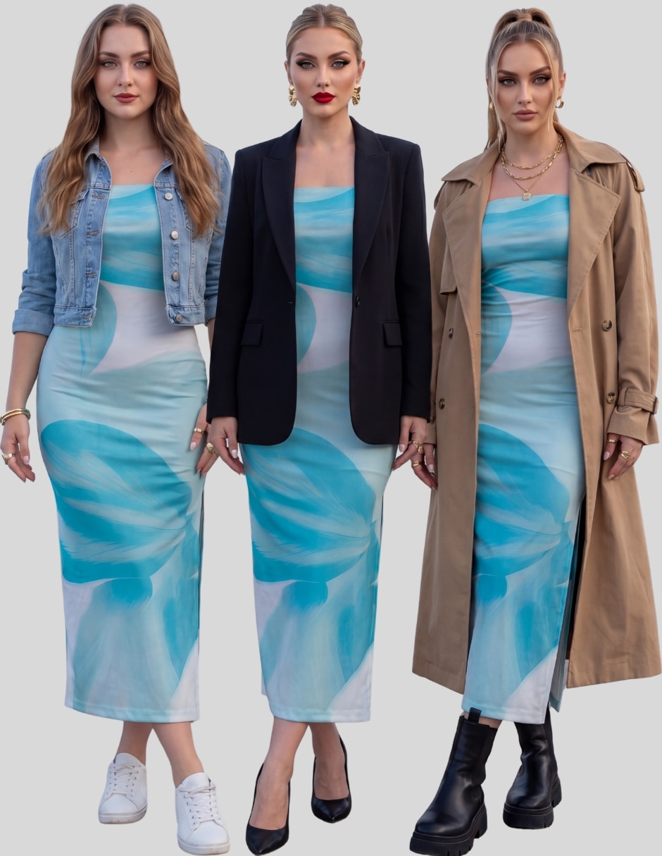 Vestido midi casual Malabis para mujer
