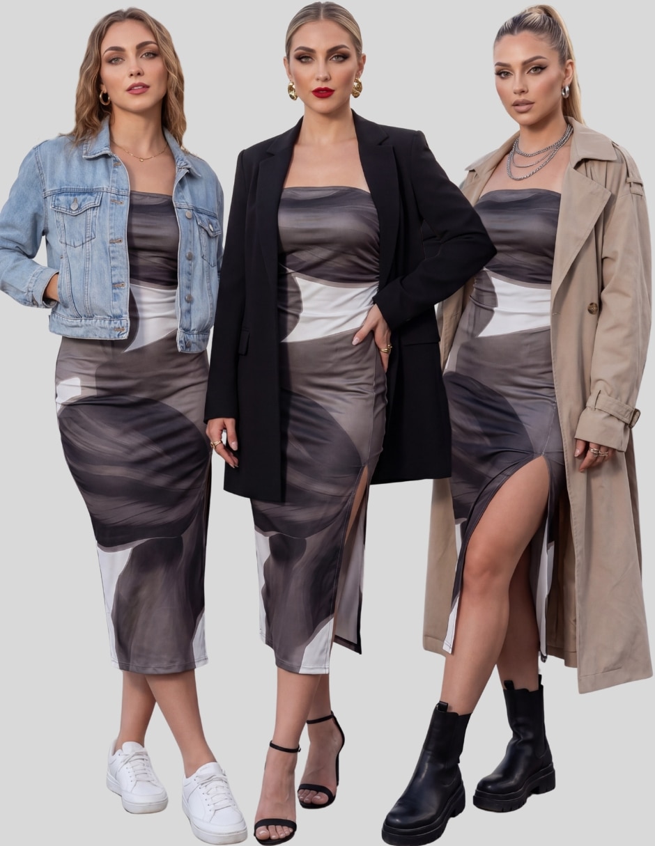 Vestido midi casual Malabis para mujer