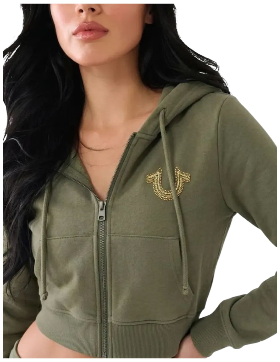 Sudadera con Capucha y bolsa True Religion Tiger Shrunken para mujer