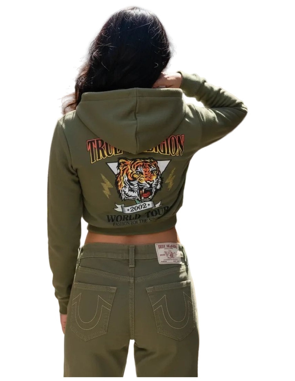 Sudadera con Capucha y bolsa True Religion Tiger Shrunken para mujer