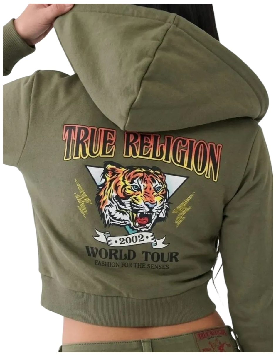 Sudadera con Capucha y bolsa True Religion Tiger Shrunken para mujer