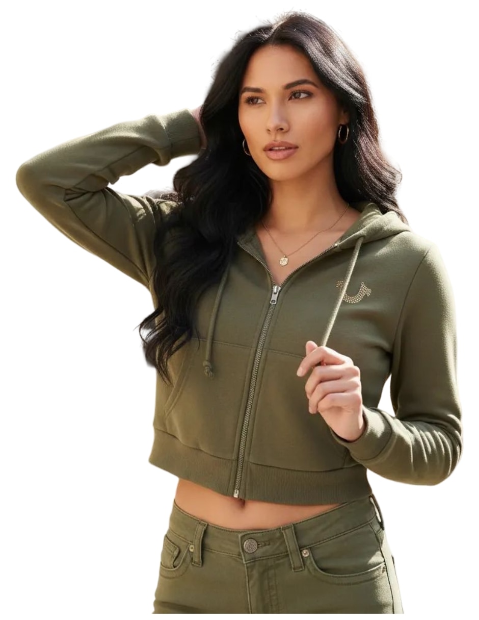 Sudadera con Capucha y bolsa True Religion Tiger Shrunken para mujer