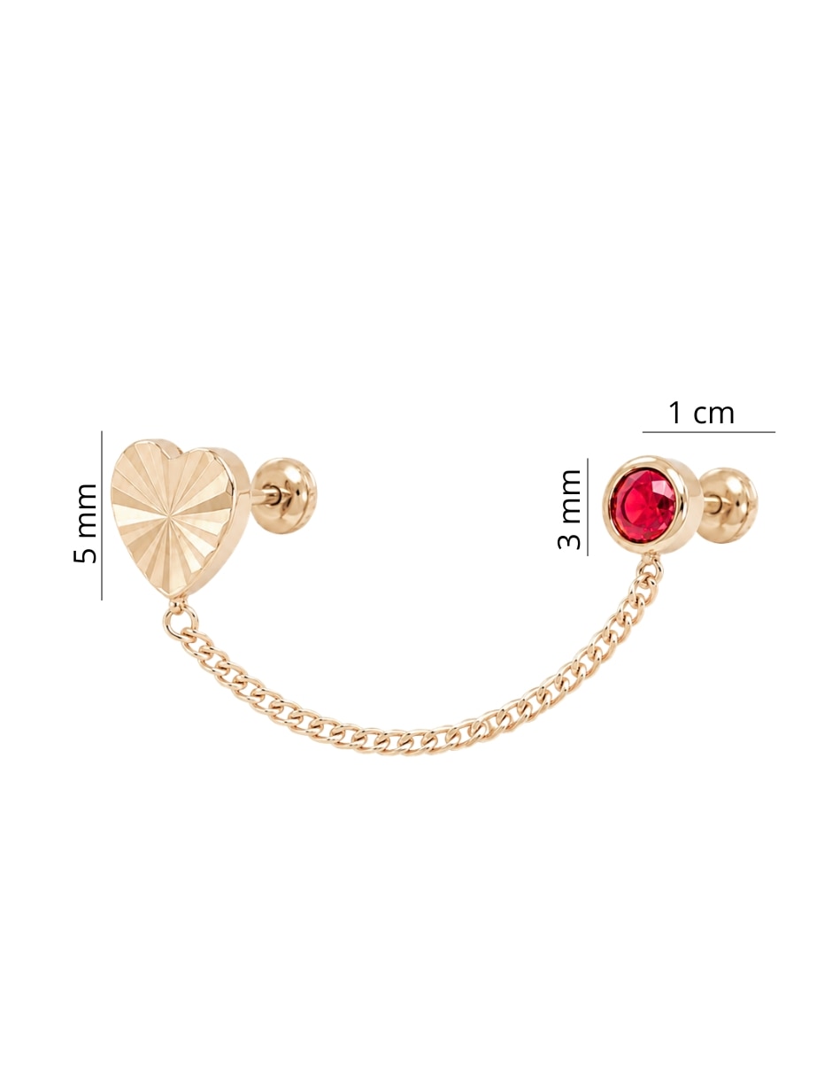 Piercing de corazón Mancini de oro 10 K con acabado brillante zirconia