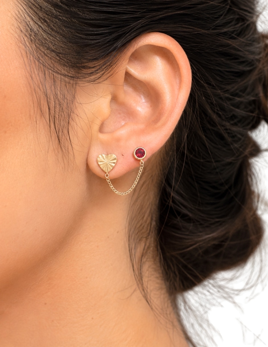 Piercing de corazón Mancini de oro 10 K con acabado brillante zirconia
