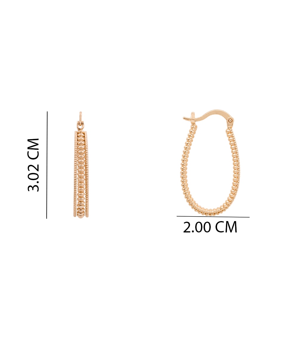 Aretes largos ovalados acabado chapa de oro zirconia 2