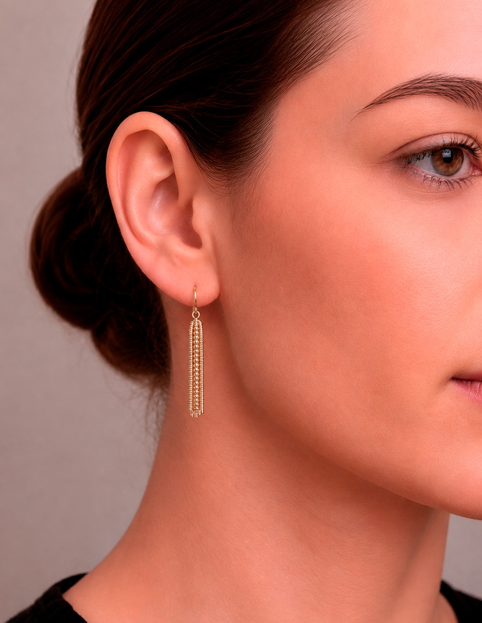 Aretes largos ovalados acabado chapa de oro zirconia 3