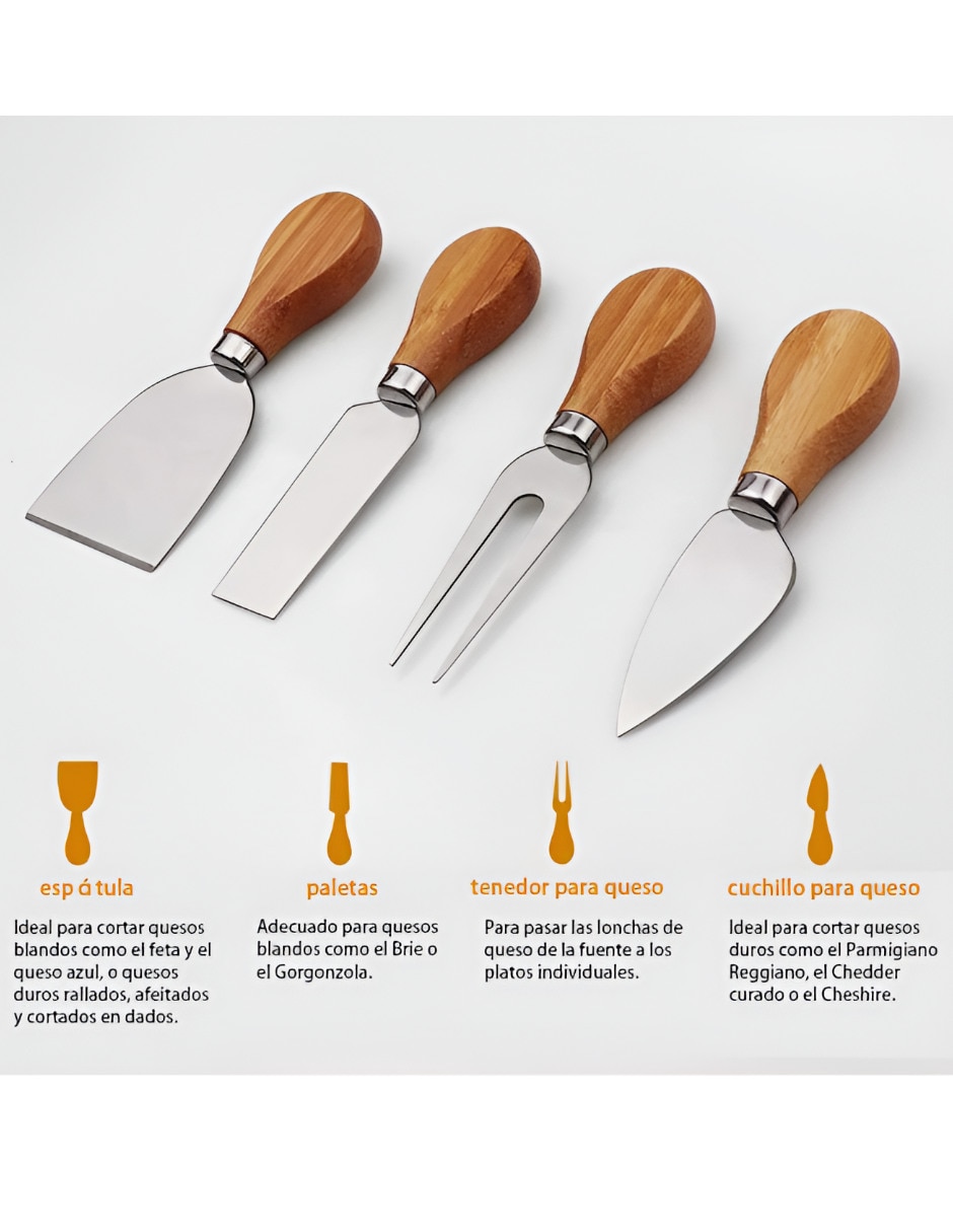 Set tabla para queso de bambú 3