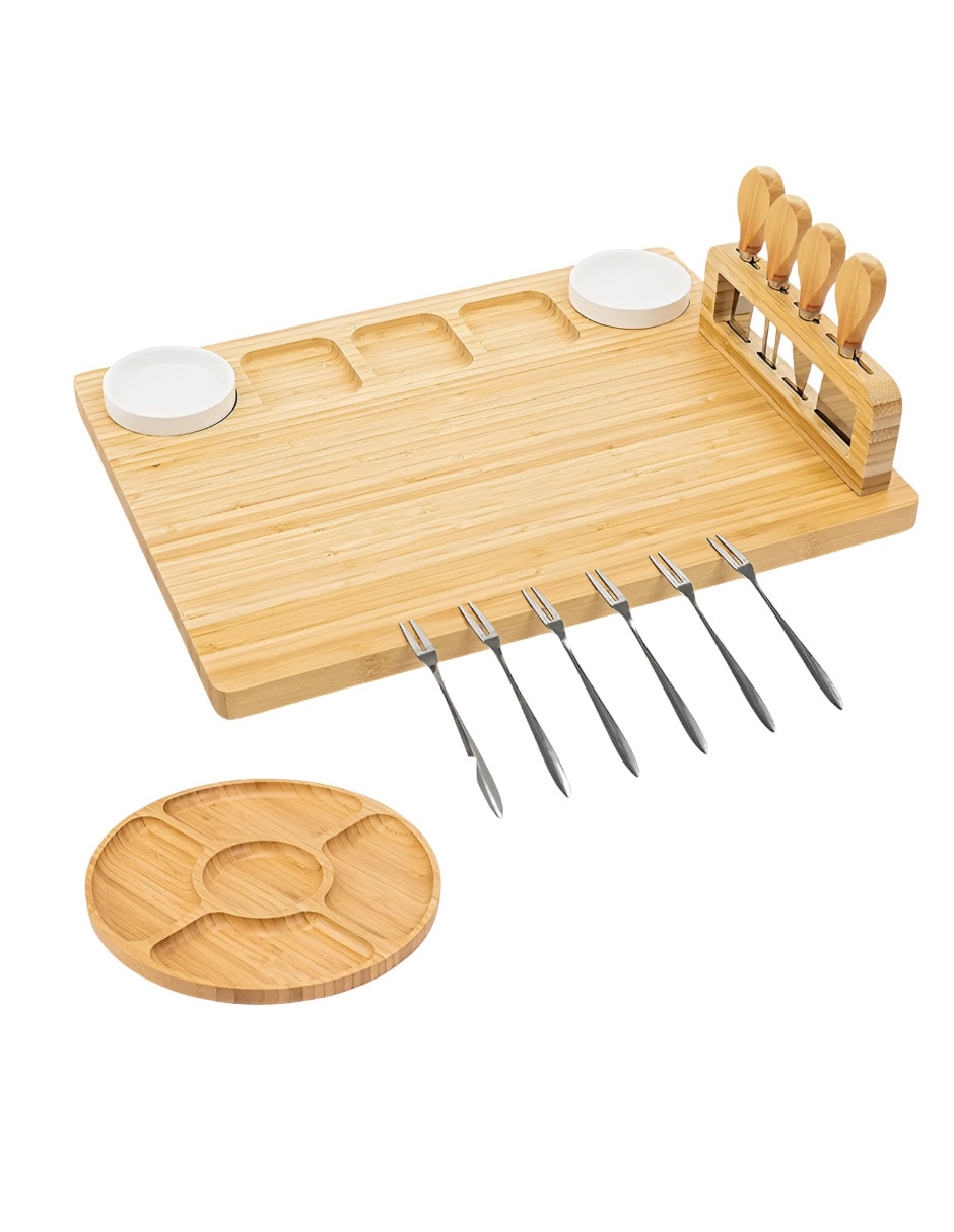 Set tabla para queso de bambú
