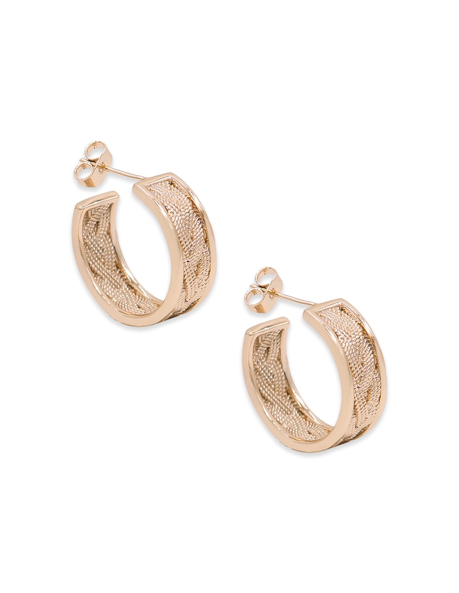 Aretes cortos con acabado chapa de oro zirconia 3