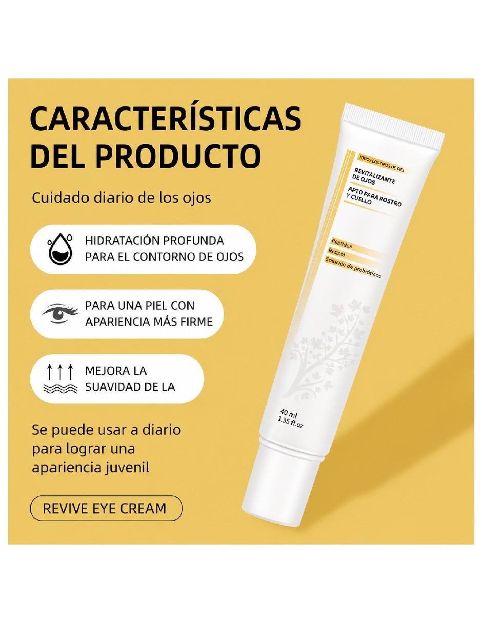 Crema para contorno de ojos recomendada para olsas y ojeras día y noche Genérica todo tipo piel