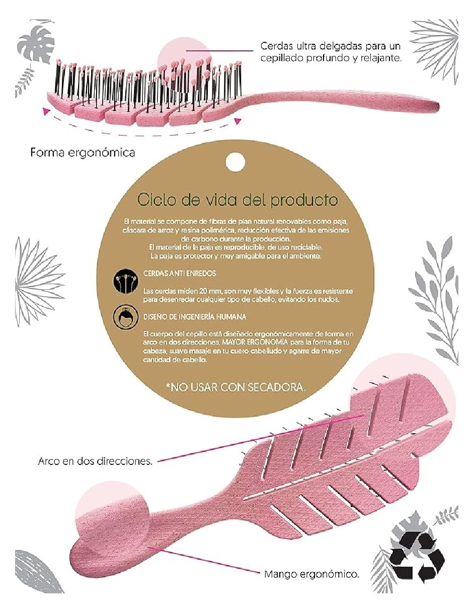 Cepillo para cabello de plástico 2