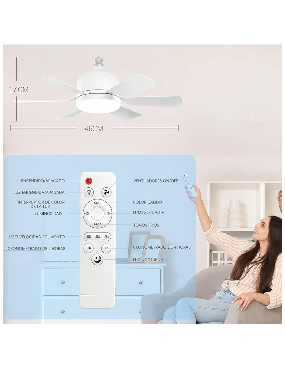 Mini ventilador con control remoto 3 velocidades 3