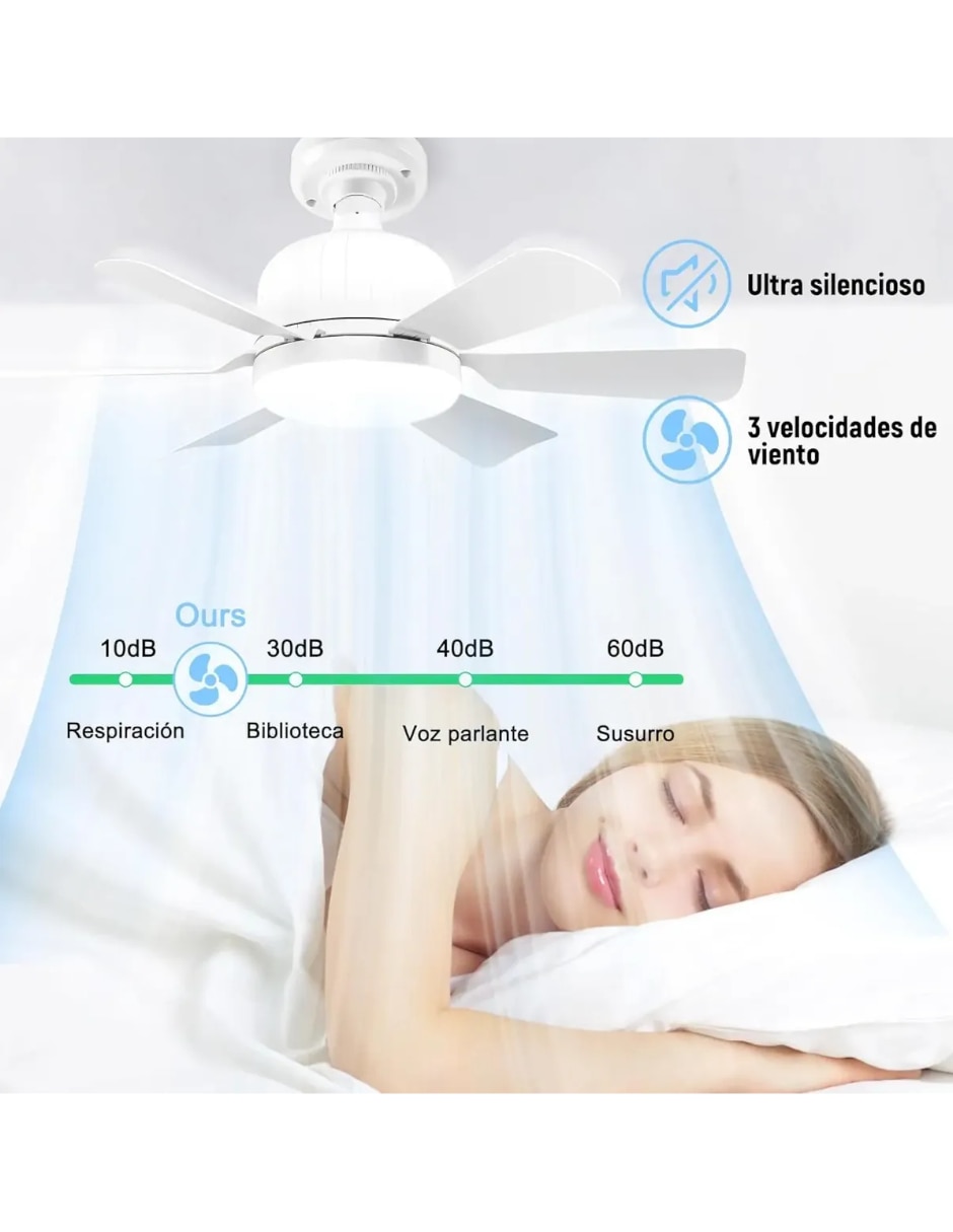 Mini ventilador con control remoto 3 velocidades 4