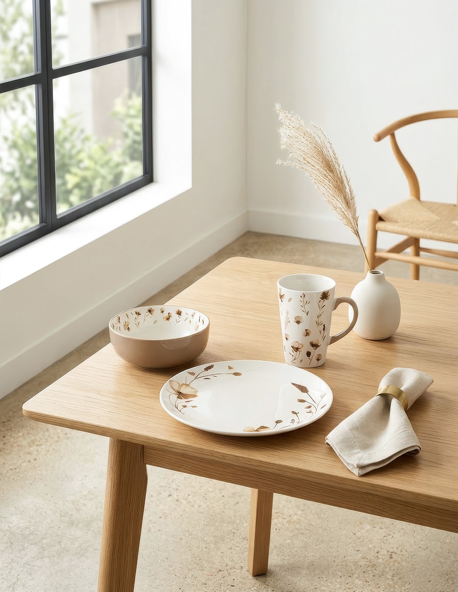 Vajilla cerrada Crown Baccara Akari Flora de Porcelana para 4 personas