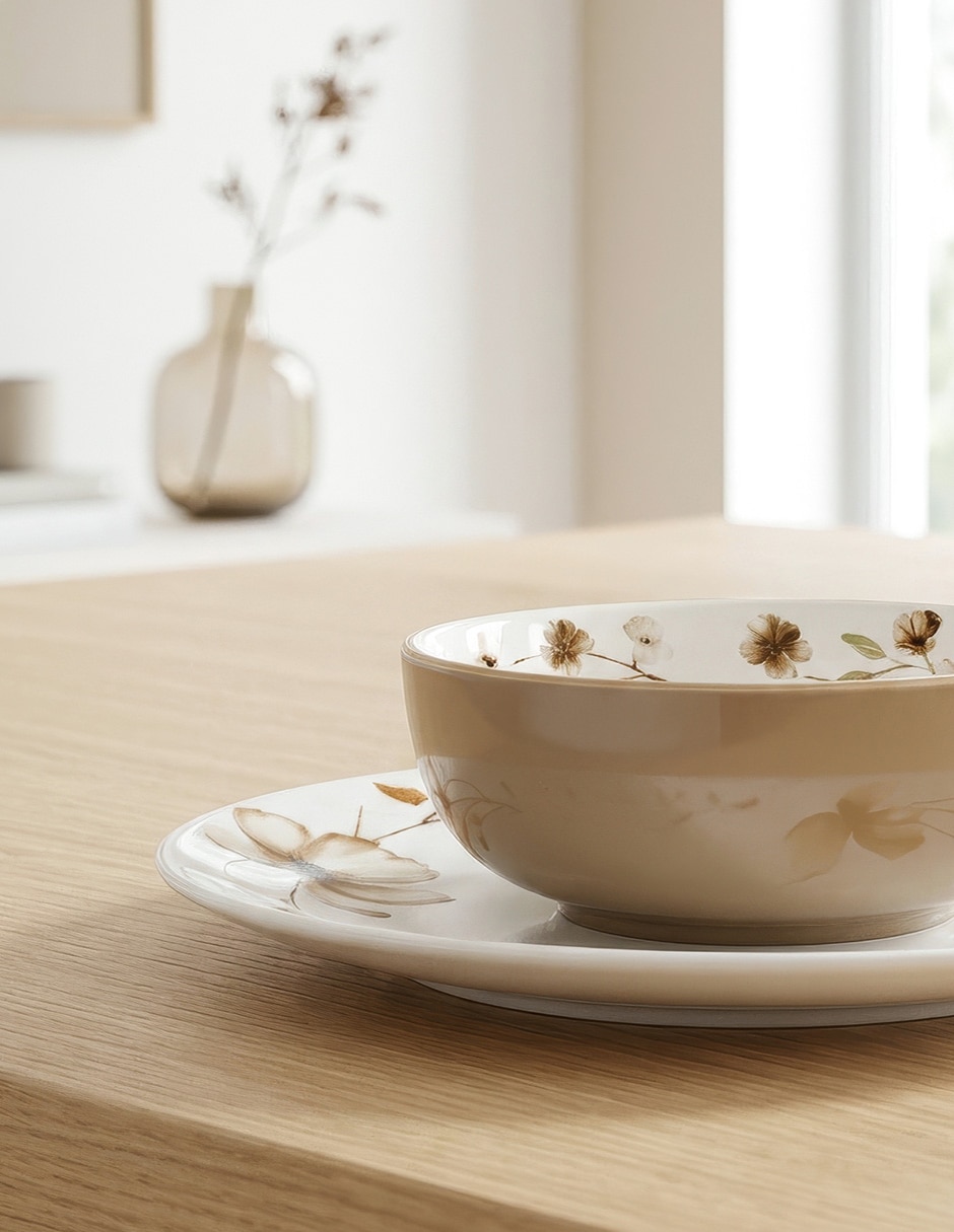 Vajilla cerrada Crown Baccara Akari Flora de Porcelana para 4 personas