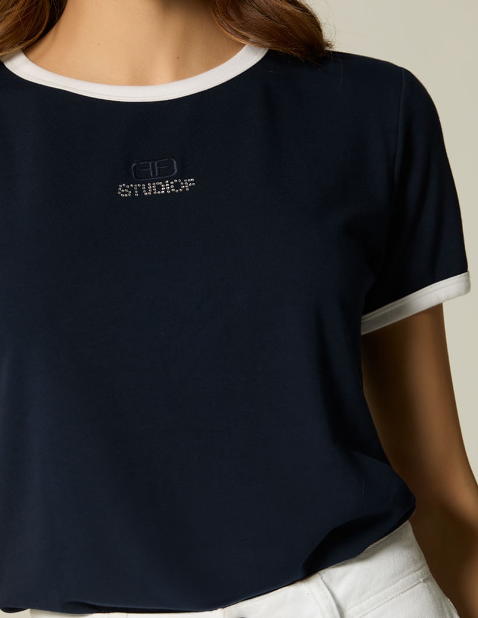 Playera manga corta Studio F cuello redondo para mujer