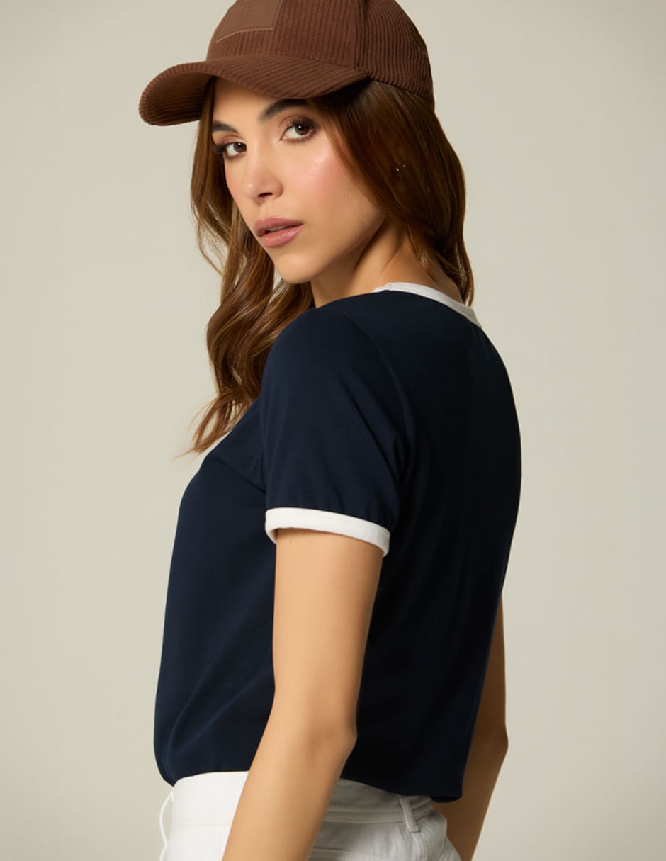 Playera manga corta Studio F cuello redondo para mujer
