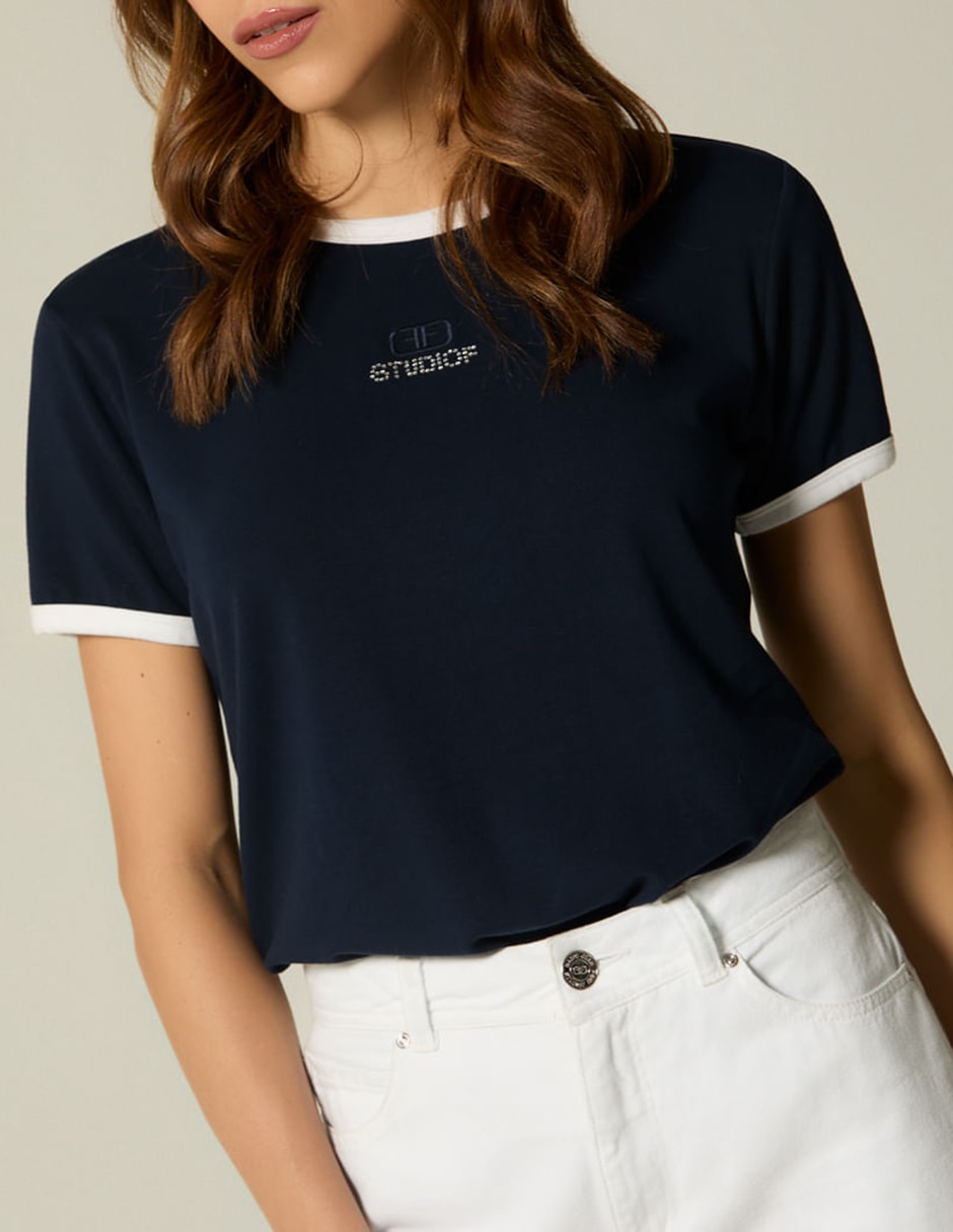 Playera manga corta Studio F cuello redondo para mujer