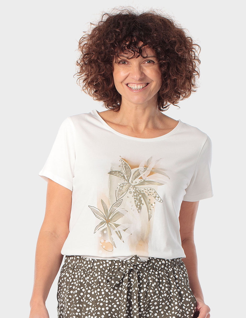 Playera manga corta cuello redondo para mujer