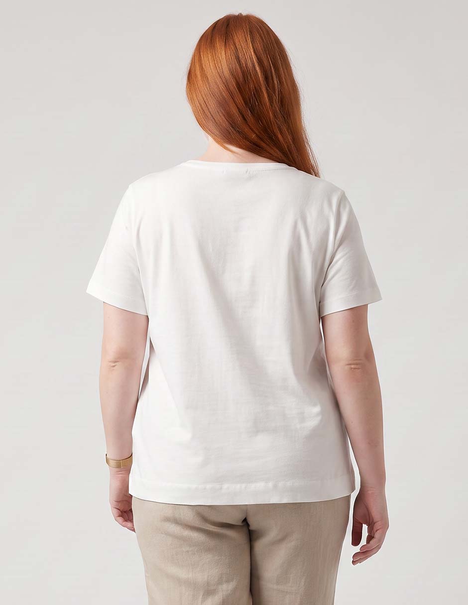 Playera manga corta cuello V para mujer 2