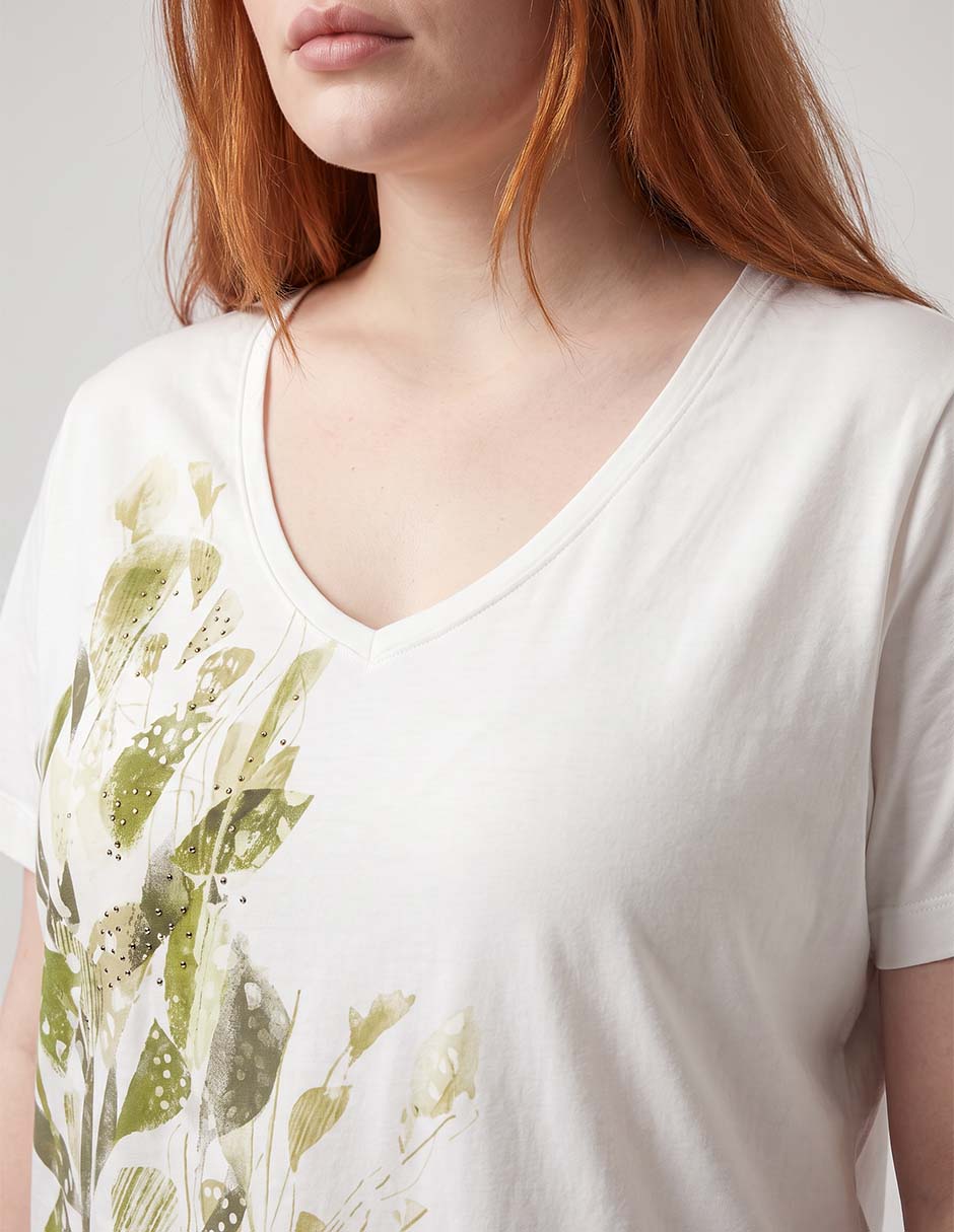 Playera manga corta cuello V para mujer 3