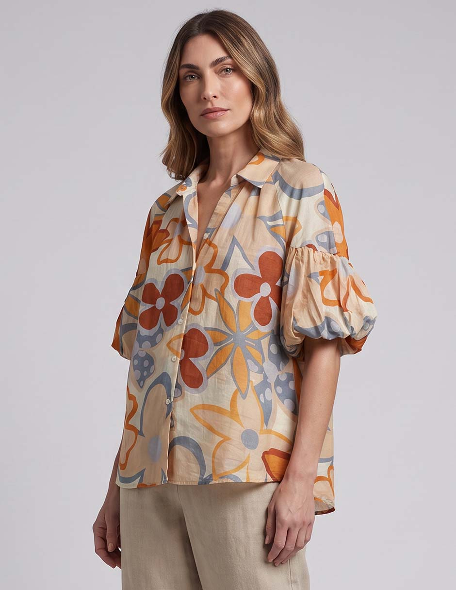 Blusa manga al codo para mujer