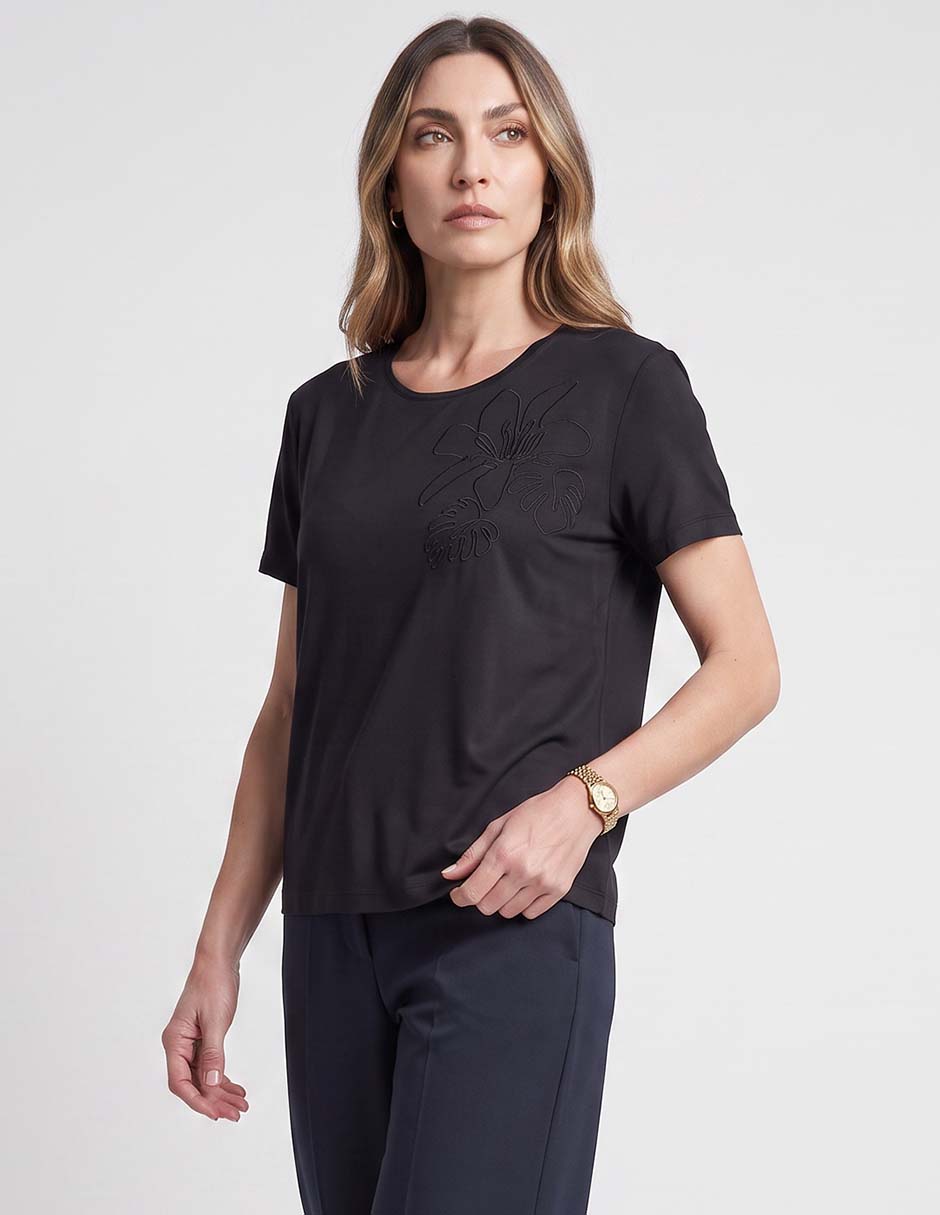 Playera manga corta cuello redondo para mujer