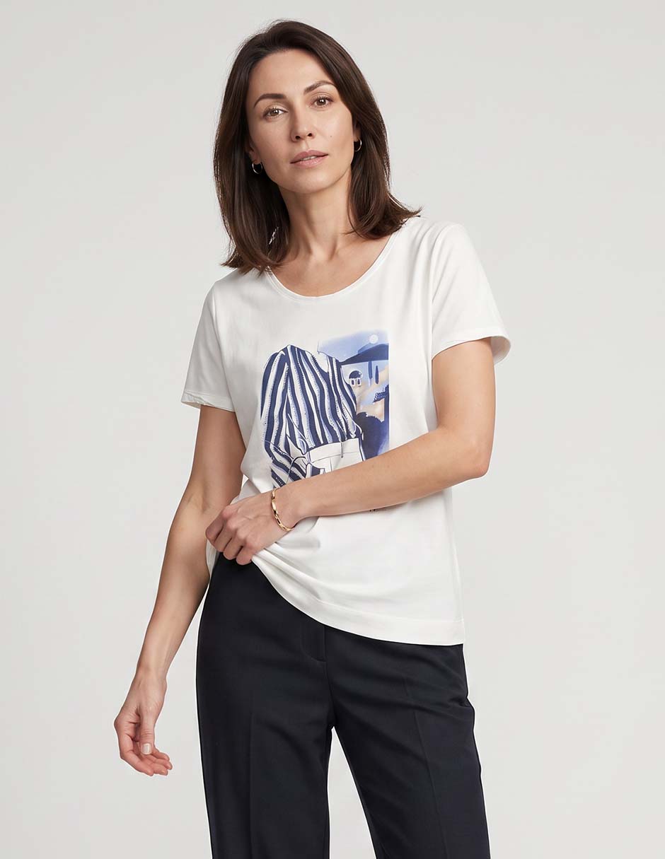 Playera manga corta cuello redondo para mujer