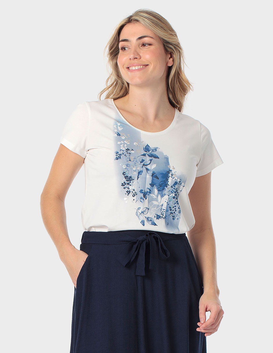 Playera manga corta cuello redondo para mujer