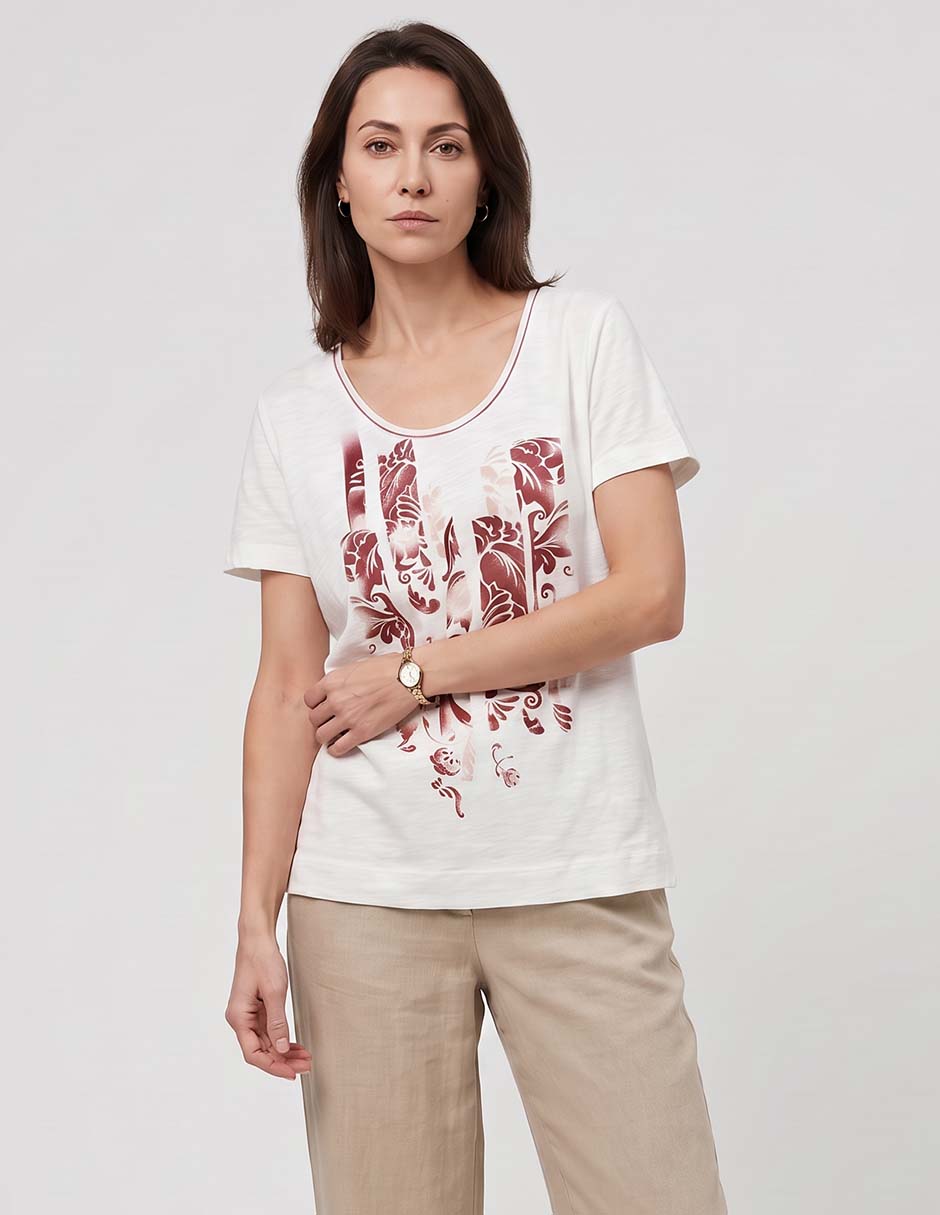 Playera manga corta cuello redondo para mujer